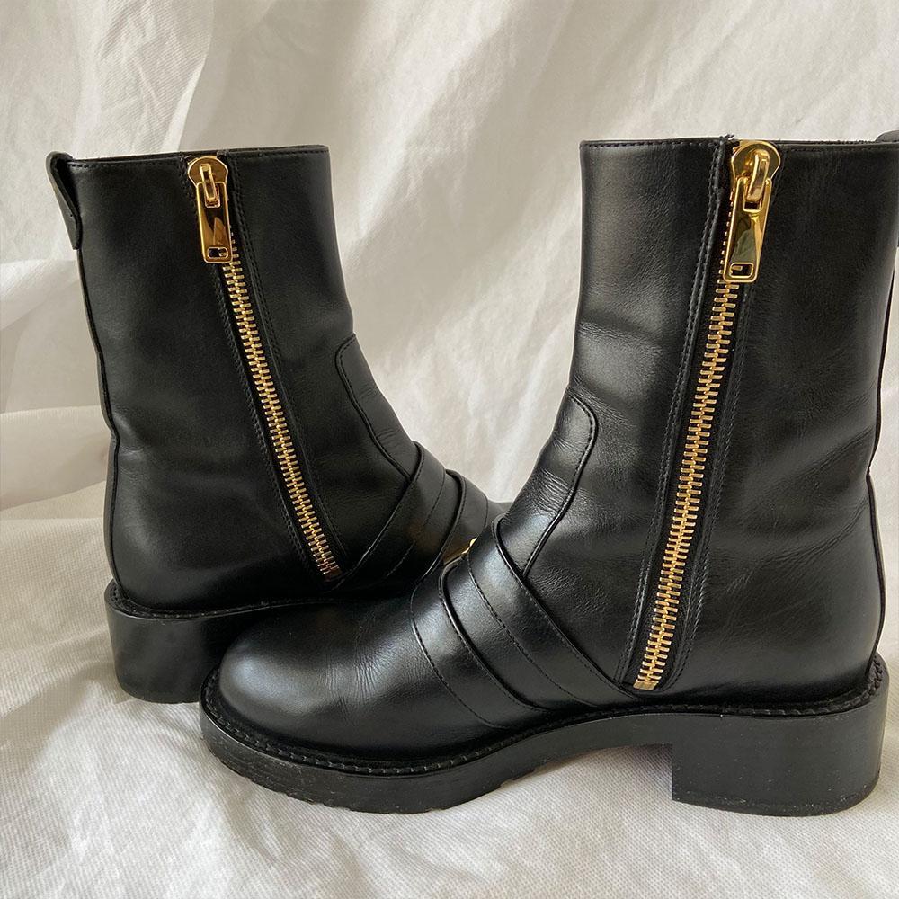 Dior Black Leather Side Zip Ankle Boot, 37.5 - BOPF | Business of Preloved Fashion