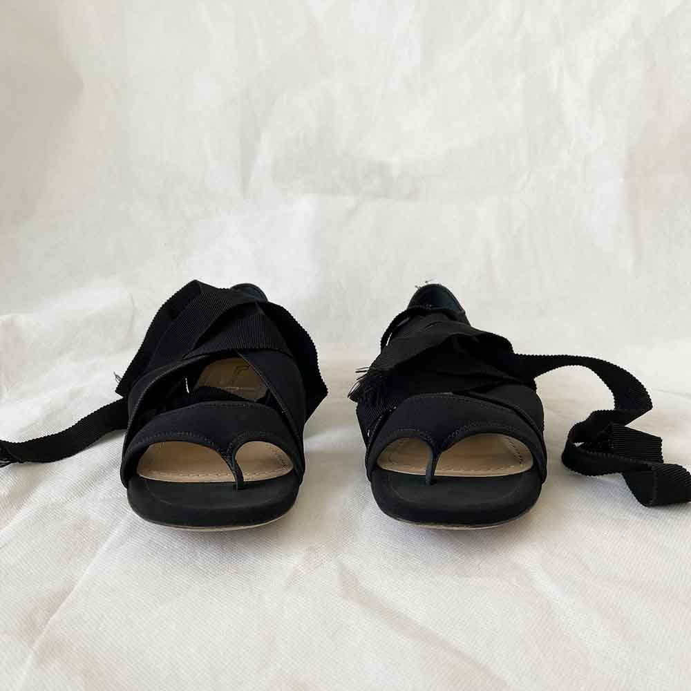 Dior black open toe ribbon lace up flats, 37, 37 - BOPF | Business of Preloved Fashion
