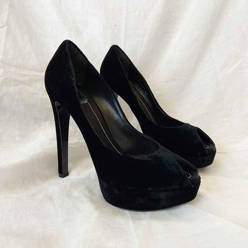 Dior Black Velvet Peep Toe Pumps, 40 - BOPF | Business of Preloved Fashion