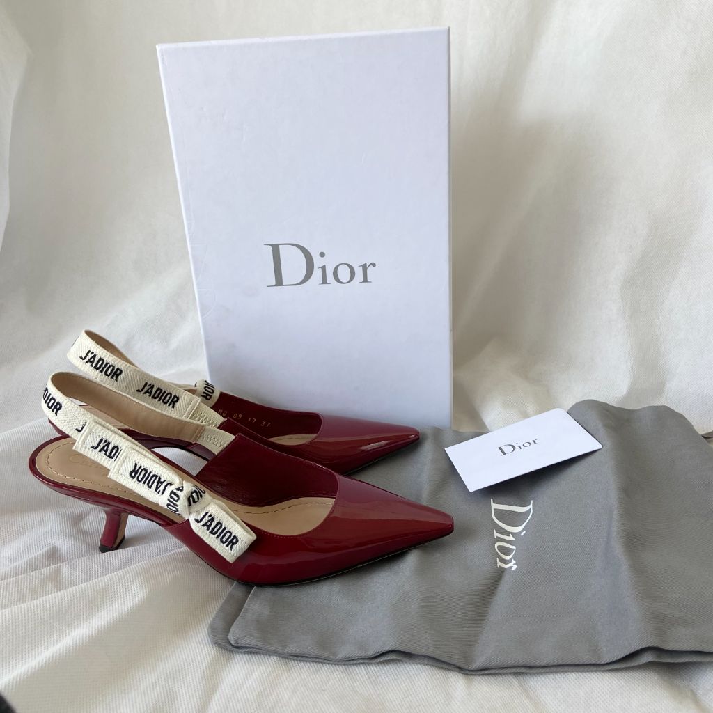 Dior Burgundy Patent Leather J'adior Slingback Pumps, 37 - BOPF | Business of Preloved Fashion
