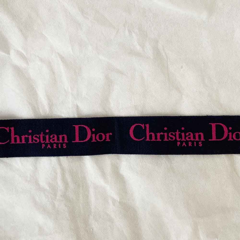 Dior Canvas Pink And Blue 'CHRISTIAN DIOR' Embroidery Bag Strap - BOPF | Business of Preloved Fashion