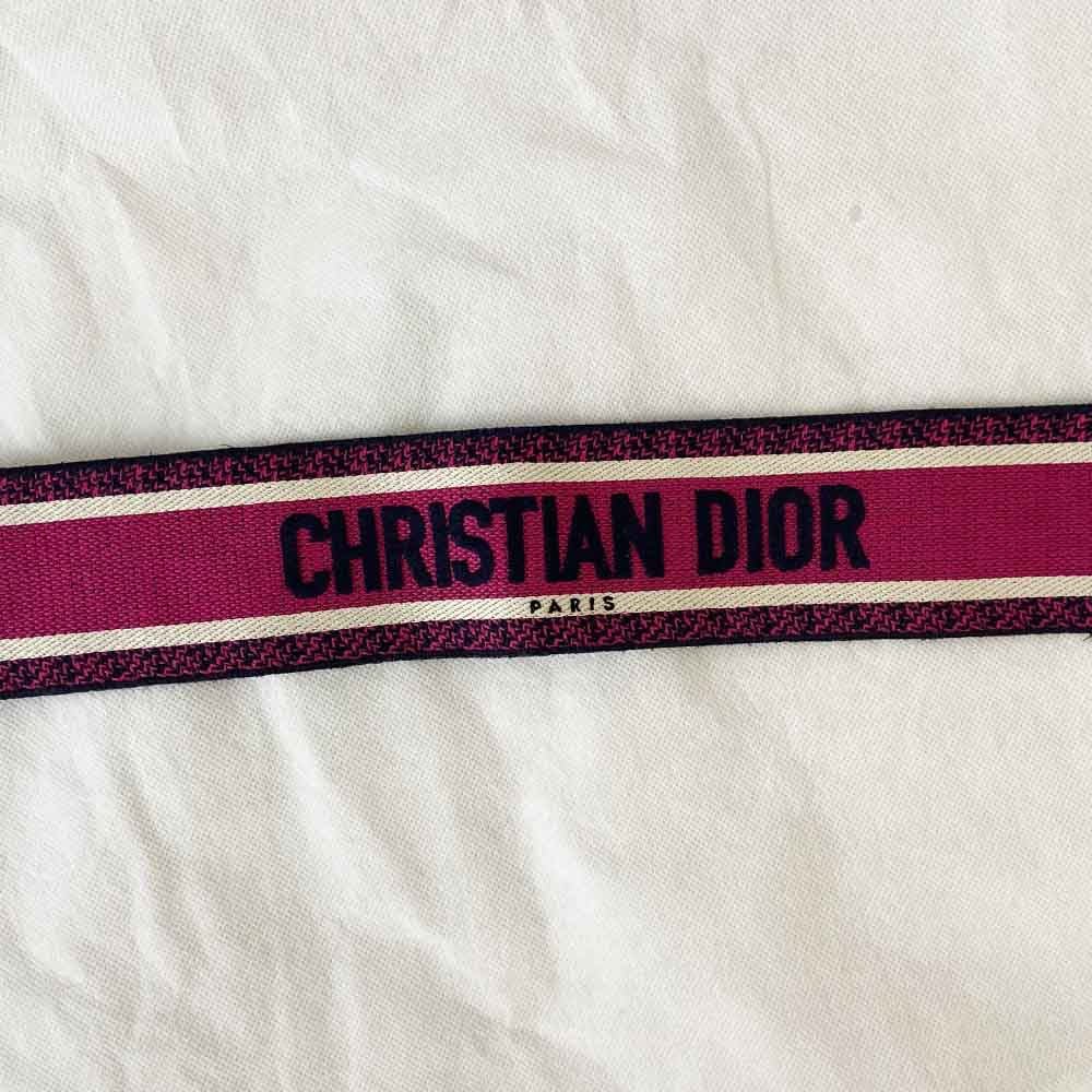 Dior Canvas Pink And Blue 'CHRISTIAN DIOR' Embroidery Bag Strap - BOPF | Business of Preloved Fashion