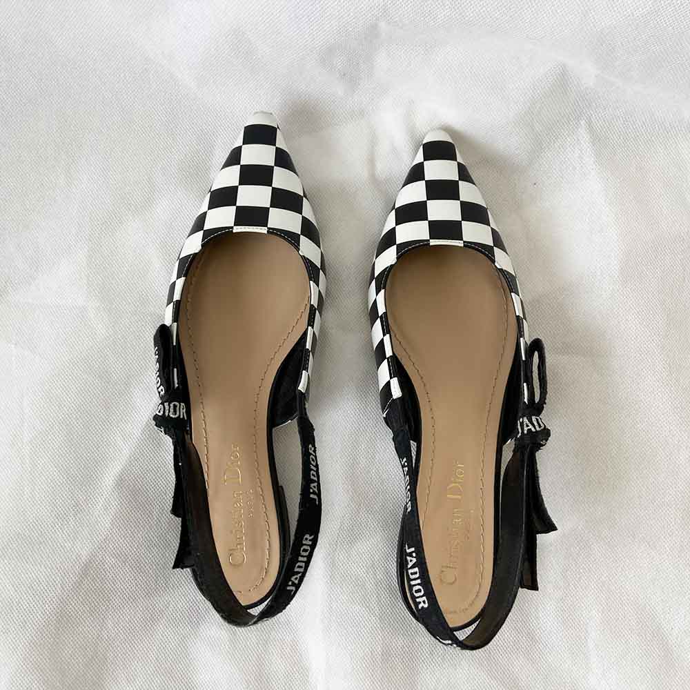 Dior checkered pointed toe slingback flats, 37 - BOPF | Business of Preloved Fashion