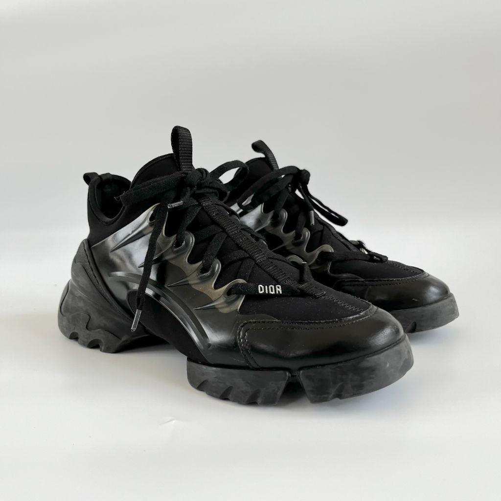 Dior D-Connect Black Fur-Effect Knit Low Top Sneakers - Sneak in Peace