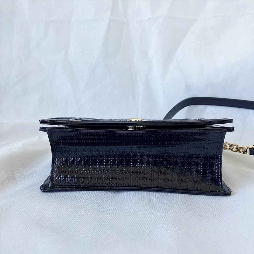 Dior Dark Blue Micro Cannage Patent Leather Small Diorama Shoulder Bag - BOPF | Business of Preloved Fashion