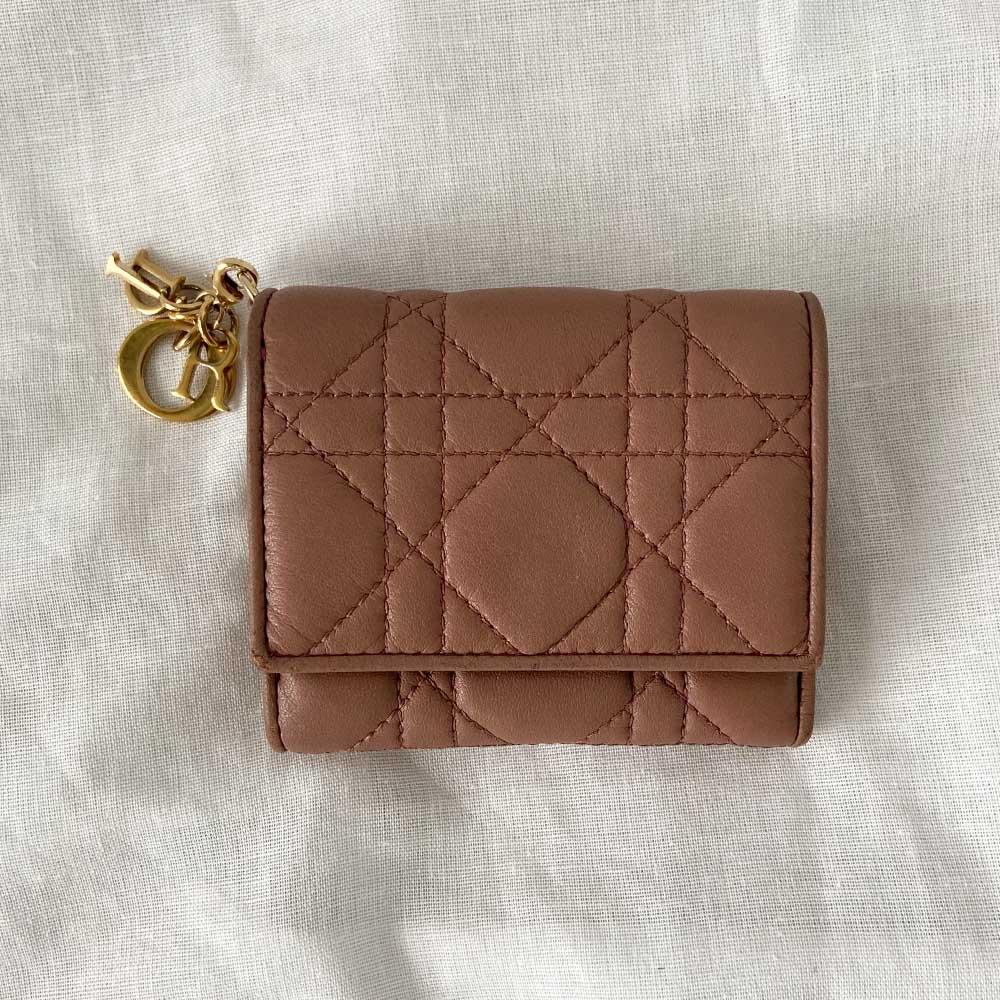 Dior Mini Lady Dior Wallet Dark Rose Des Vents Cannage Calfskin - BOPF | Business of Preloved Fashion