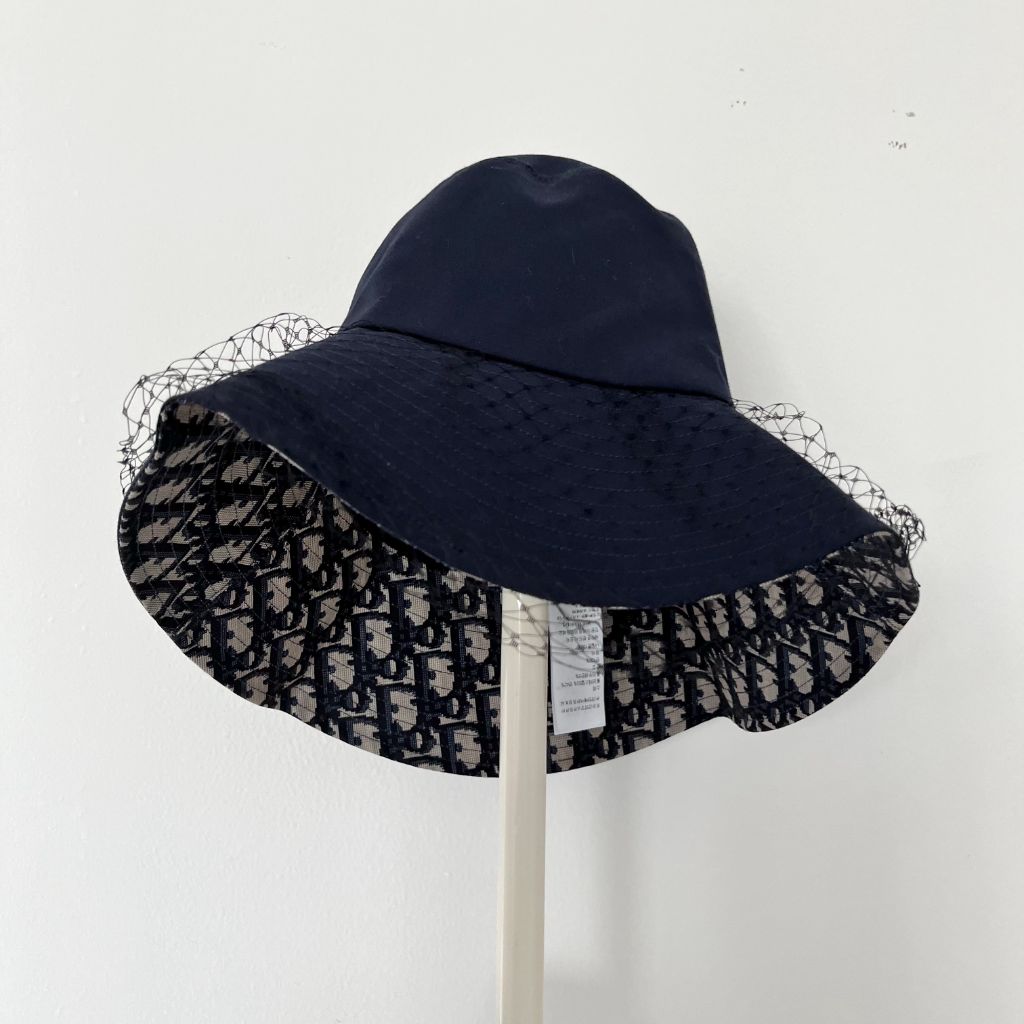 Dior navy blue monogram brim bucket hat, size 57 - BOPF | Business of Preloved Fashion