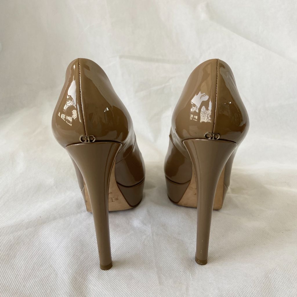 Dior taupe leather round toe platform pumps , 37.5 - BOPF | Business of Preloved Fashion