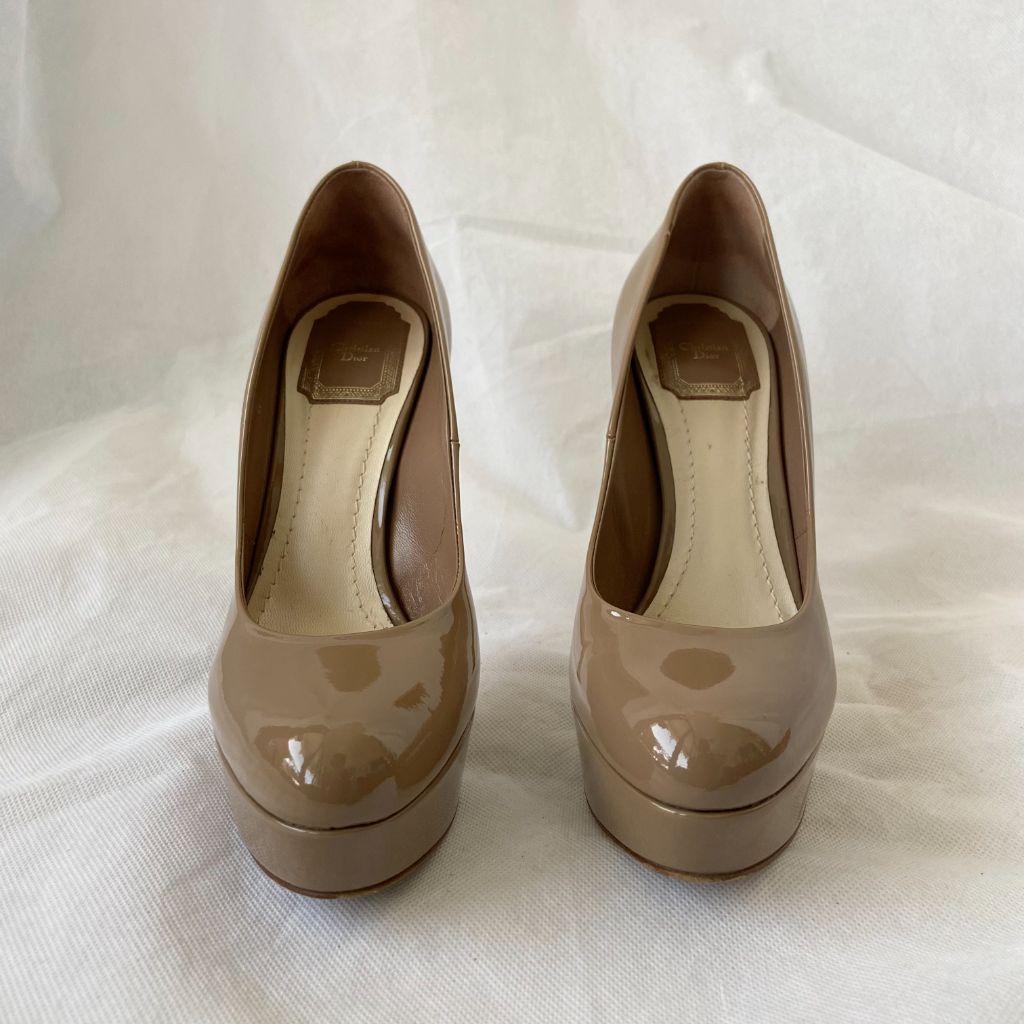 Dior taupe leather round toe platform pumps , 37.5 - BOPF | Business of Preloved Fashion