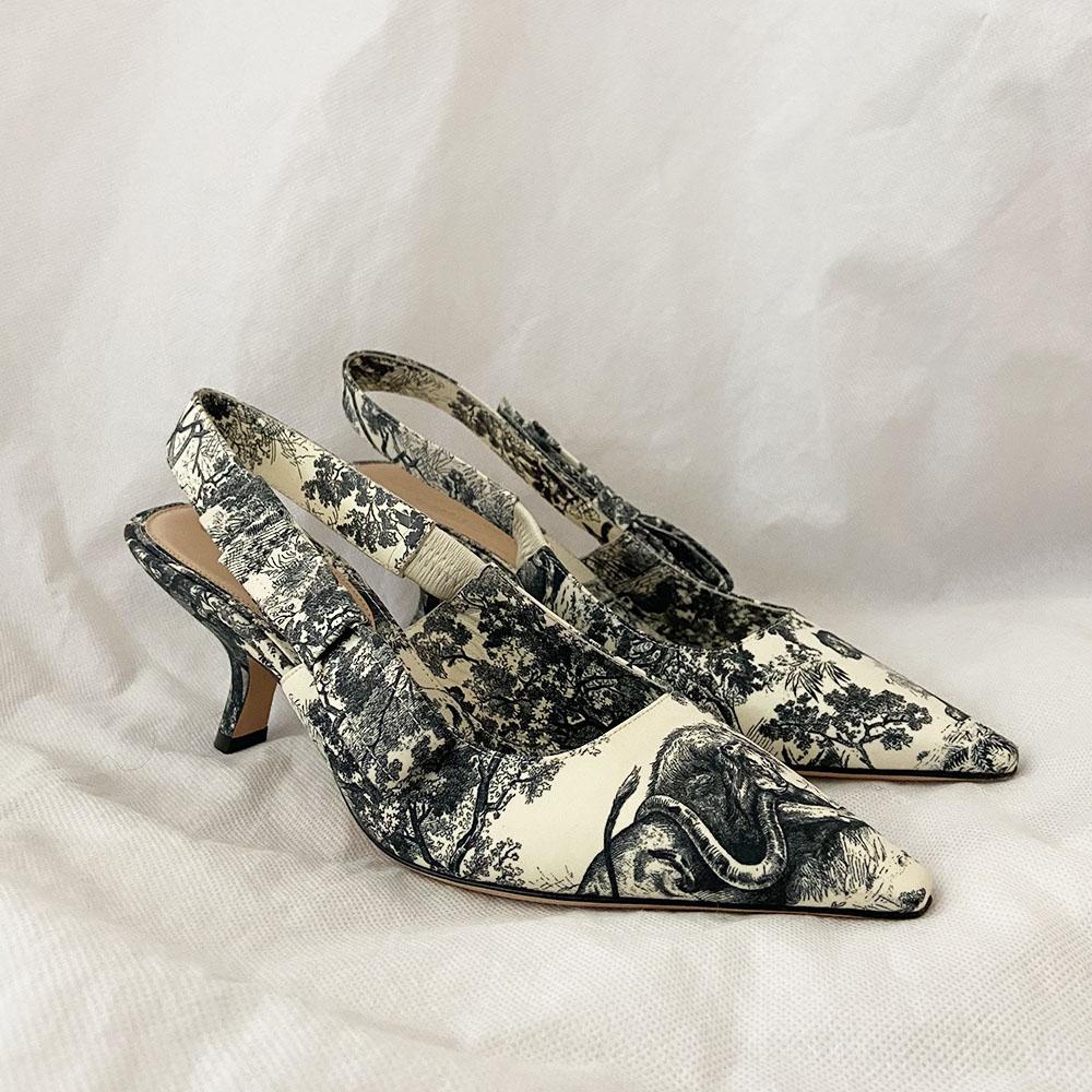 Dior Toile De Jouy Sweet D Slingback Pumps Off White, 36 - BOPF | Business of Preloved Fashion