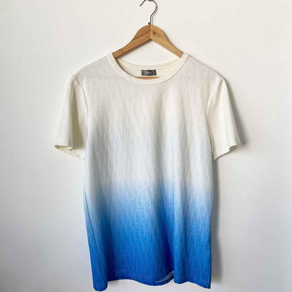 Dior White/Blue Gradient T-shirt All-Over Dior Oblique Motif (Men's) - BOPF | Business of Preloved Fashion