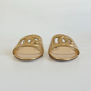 Dolce and Gabbana Gold Leather Cutout D&G Flat Slides, 39 - BOPF | Business of Preloved Fashion