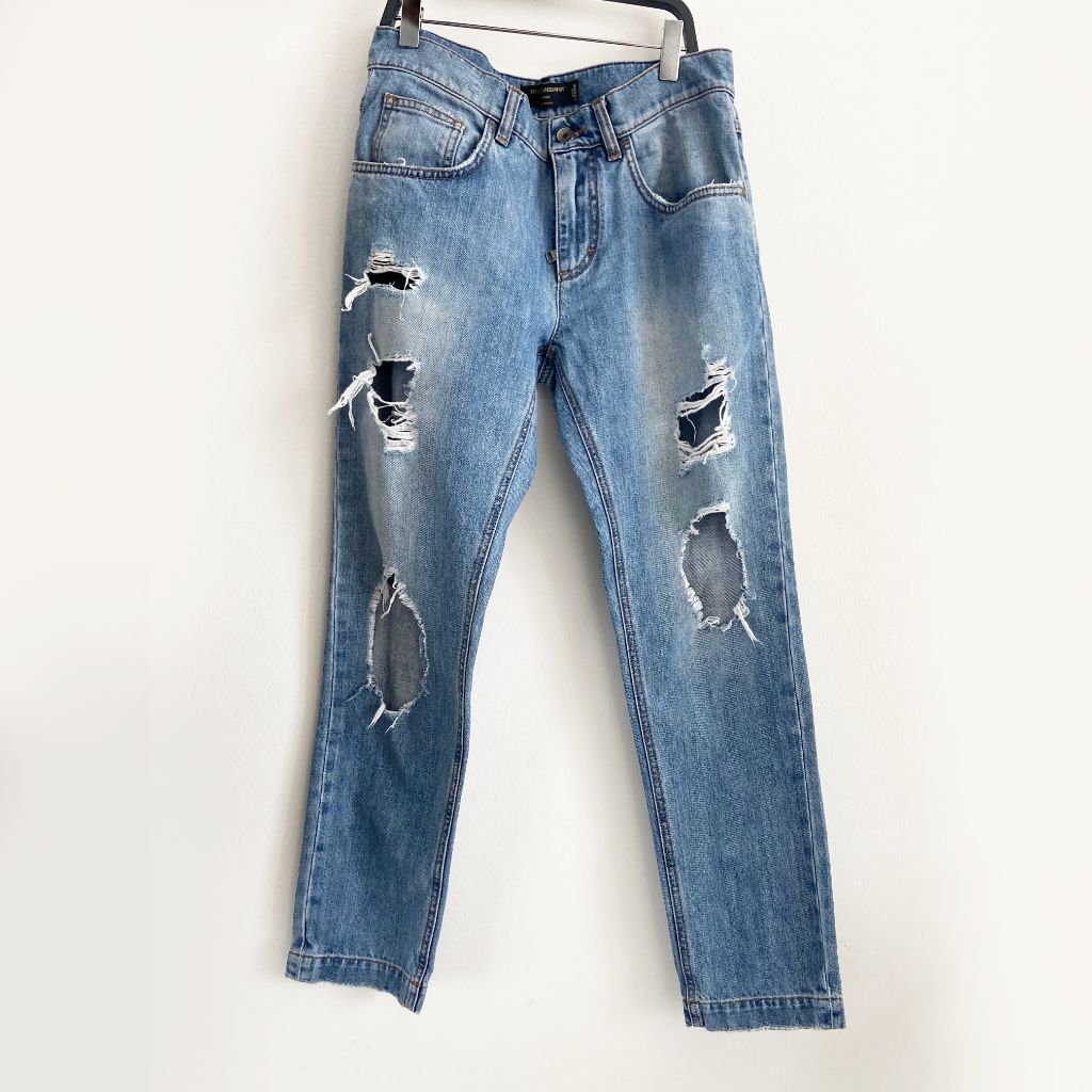 Dolce & Gabbana high-waist torn straight jeans - BOPF | Business of Preloved Fashion