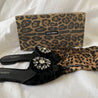 Dolce & Gabbana leopard print canvas crystal embellished flat slides, 38 - BOPF | Business of Preloved Fashion