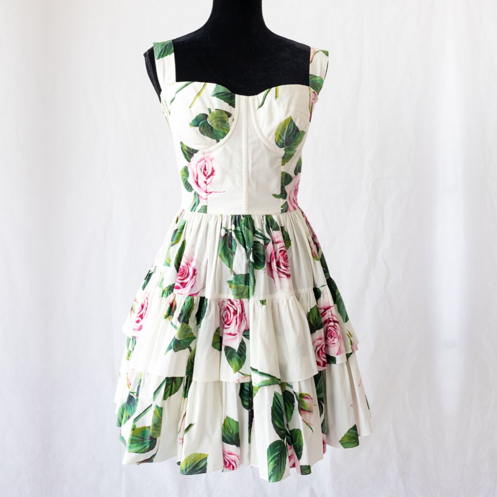 dolce & gabbana floral print mini dress Dolce & Gabbana Rose Print Mini Dress - BOPF