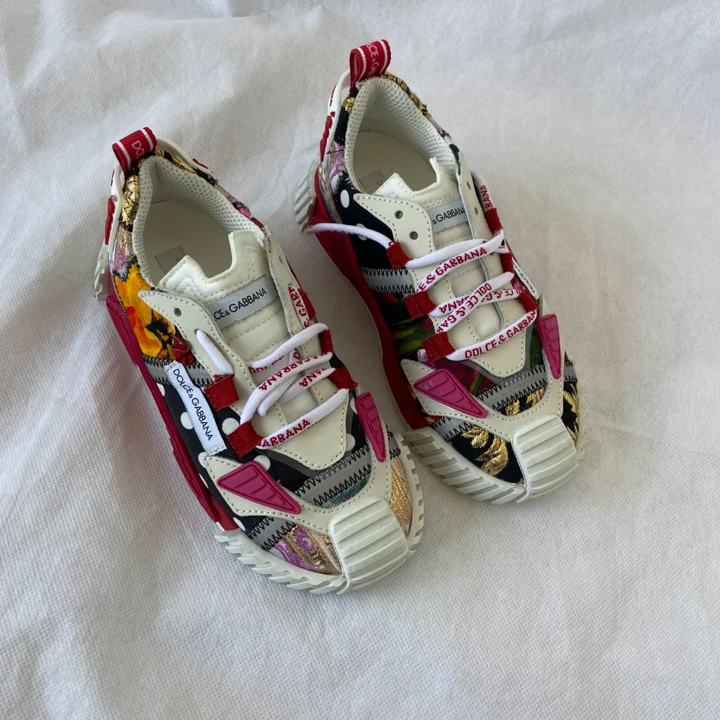 Dolce & Gabbana white/red embroidered detail sneakers - BOPF | Business of Preloved Fashion