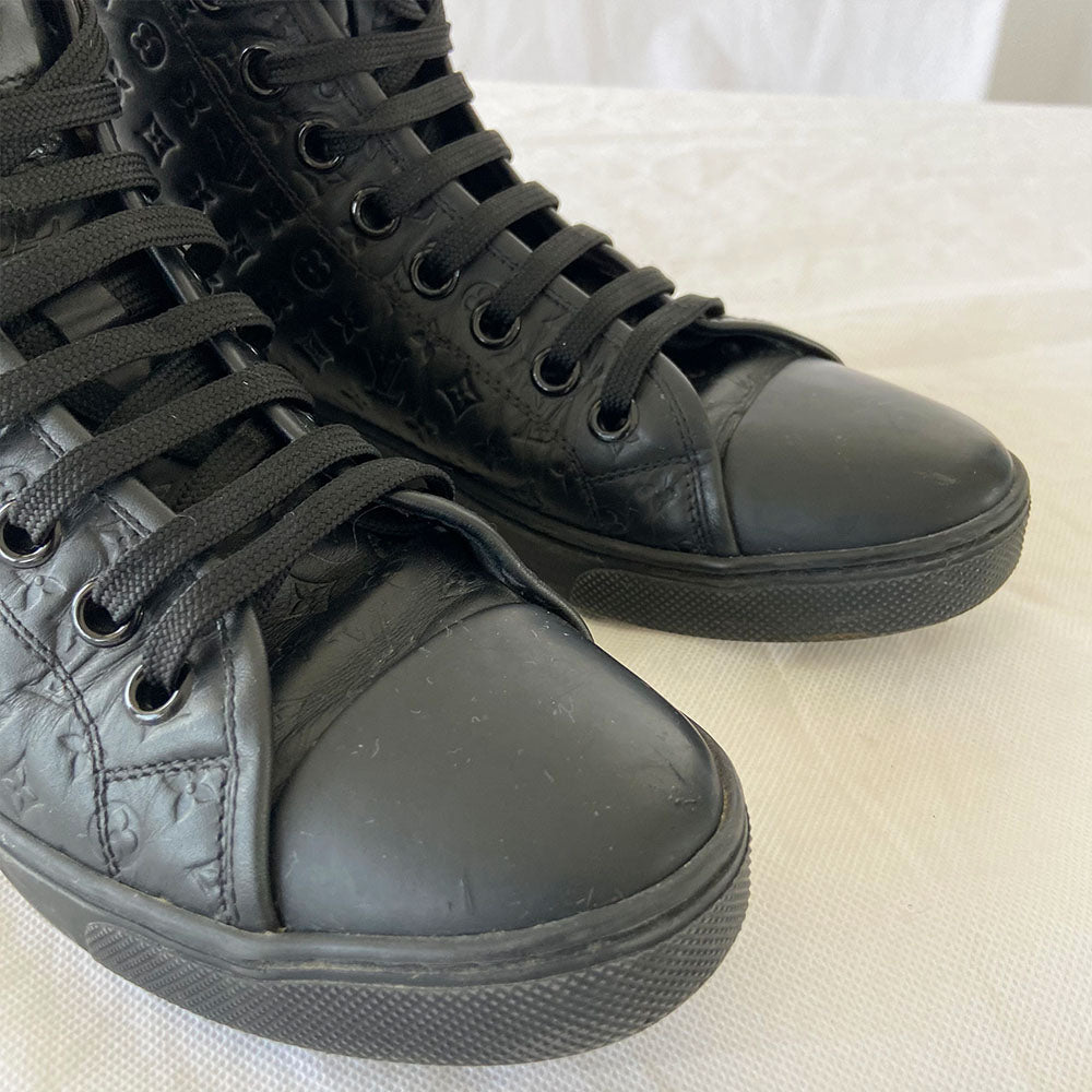 Louis Vuitton Black Monogram Embossed Leather Luxembourg Sneakers Size 44.5 Louis  Vuitton