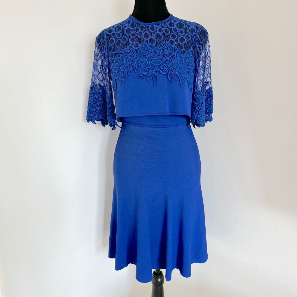 Elie Saab Blue Embroidered Detail Mini Dress - BOPF