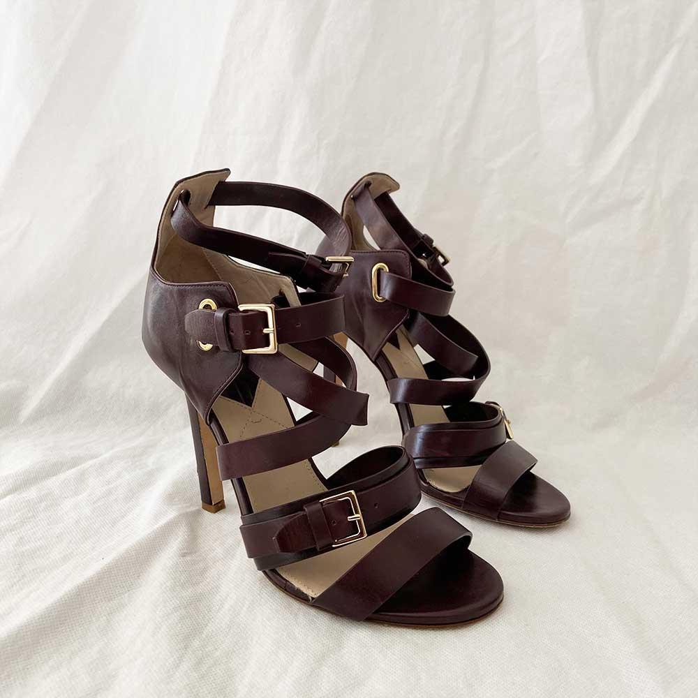Elie Saab Brown Leather Strappy Sandal Heels, 38 - BOPF | Business of Preloved Fashion