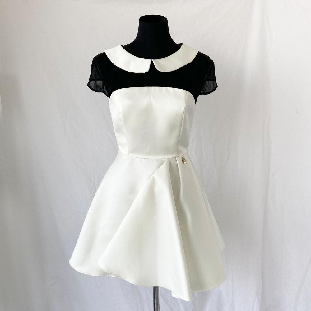 Elisabetta Franchi black and white collar mini dress BOPF