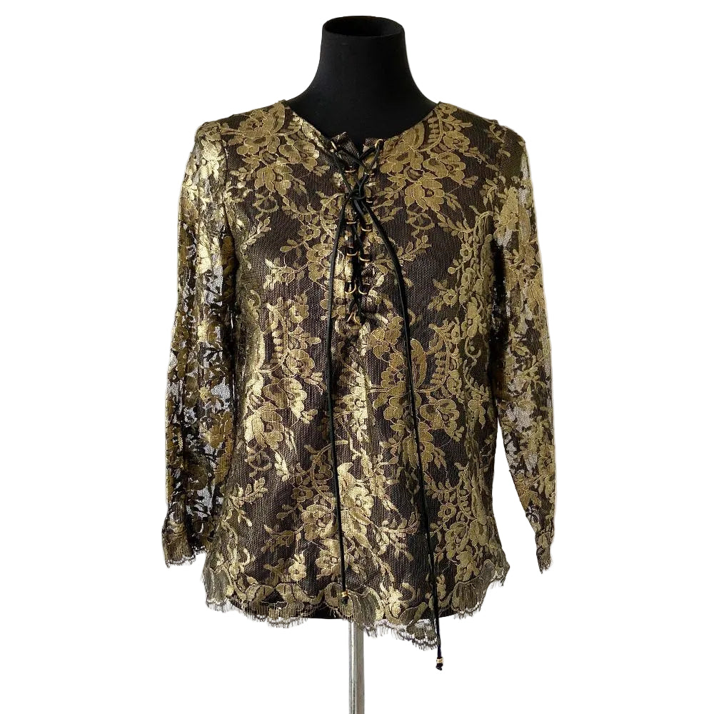 Emilio Pucci Gold and Black Lace Top - BOPF | Business of Preloved Fashion
