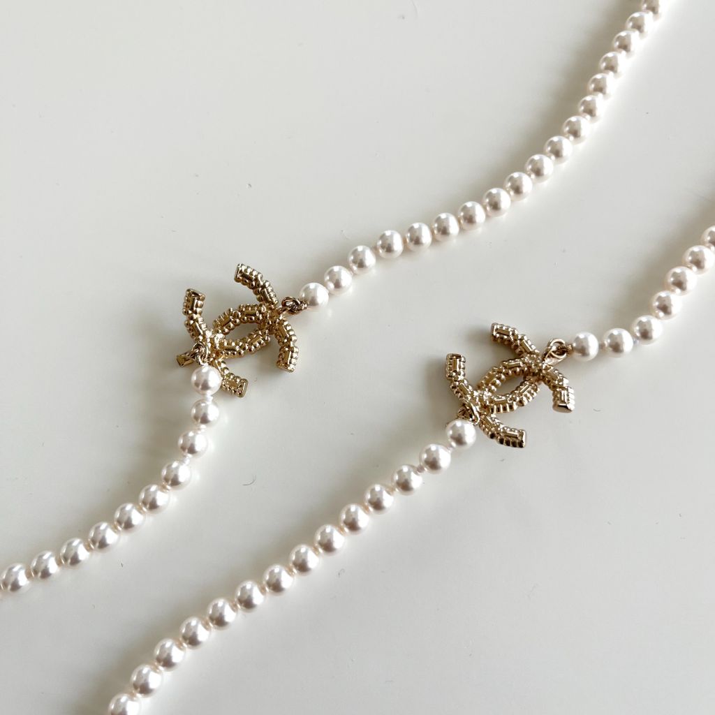 Chanel faux pearl long necklace