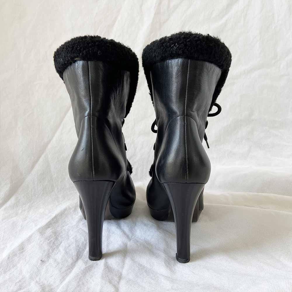Fendi Black Leather Lace Up Boots, 38.5 - BOPF | Business of Preloved Fashion