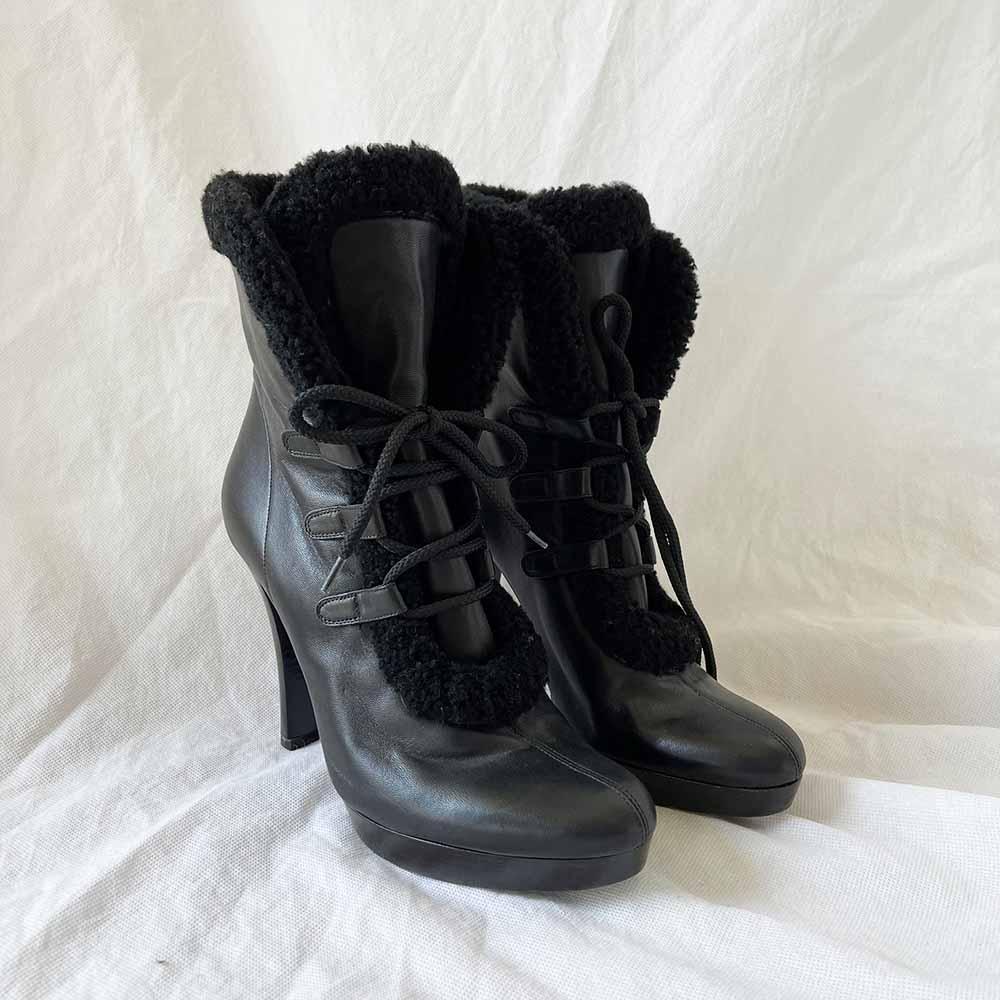 Fendi Black Leather Lace Up Boots, 38.5 - BOPF | Business of Preloved Fashion