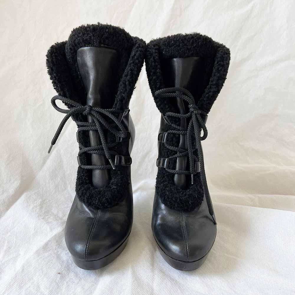 Fendi Black Leather Lace Up Boots, 38.5 - BOPF | Business of Preloved Fashion
