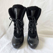 Fendi Black Leather Lace Up Boots, 38.5 - BOPF | Business of Preloved Fashion
