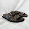 Fendi Brown Leather FF Buckle Slide Sandals, 38 - BOPF | Business of Preloved Fashion