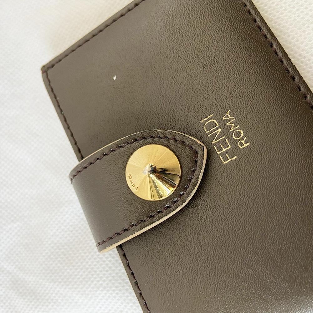 Fendi Dark Green Leather Compact Wallet - BOPF | Business of Preloved Fashion
