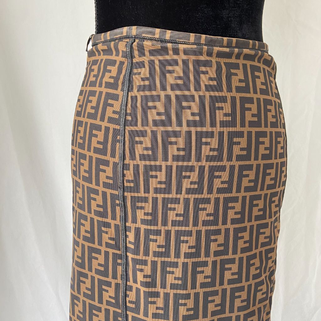 Fendi FF Logo black and brown midi skirt - BOPF | Business of Preloved Fashion