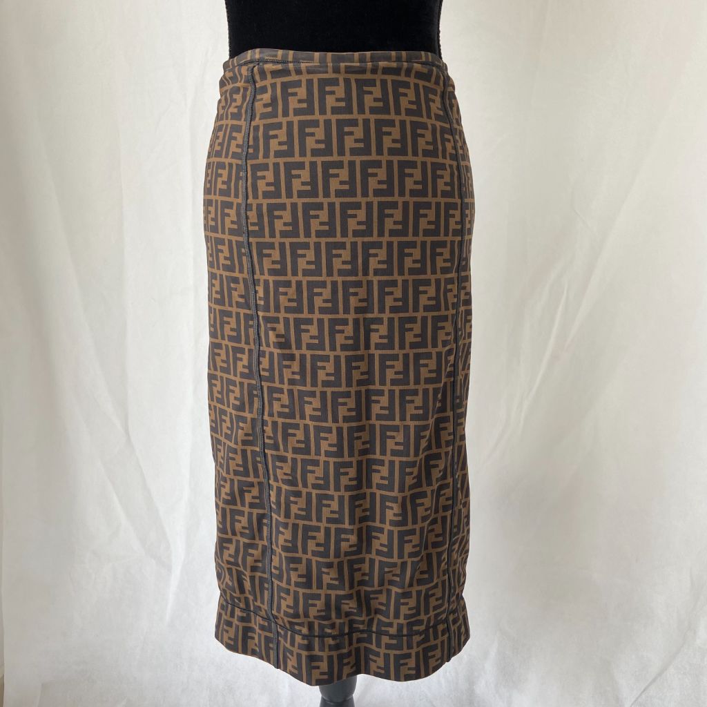 Fendi FF Logo black and brown midi skirt - BOPF | Business of Preloved Fashion