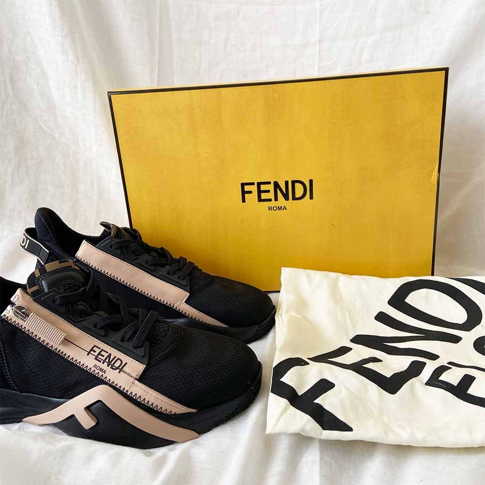 Fendi Flow Black nylon and suede low-top Sneakers, 38 - BOPF | Business of Preloved Fashion