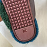 Fendi fur criss cross slides with pom pom embellishments and floral applique, 38 - BOPF | Business of Preloved Fashion