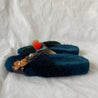 Fendi fur criss cross slides with pom pom embellishments and floral applique, 38 - BOPF | Business of Preloved Fashion