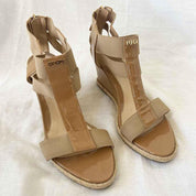 Fendi Nude Patent Leather Wedge Sandals, 37 - BOPF | Business of Preloved Fashion