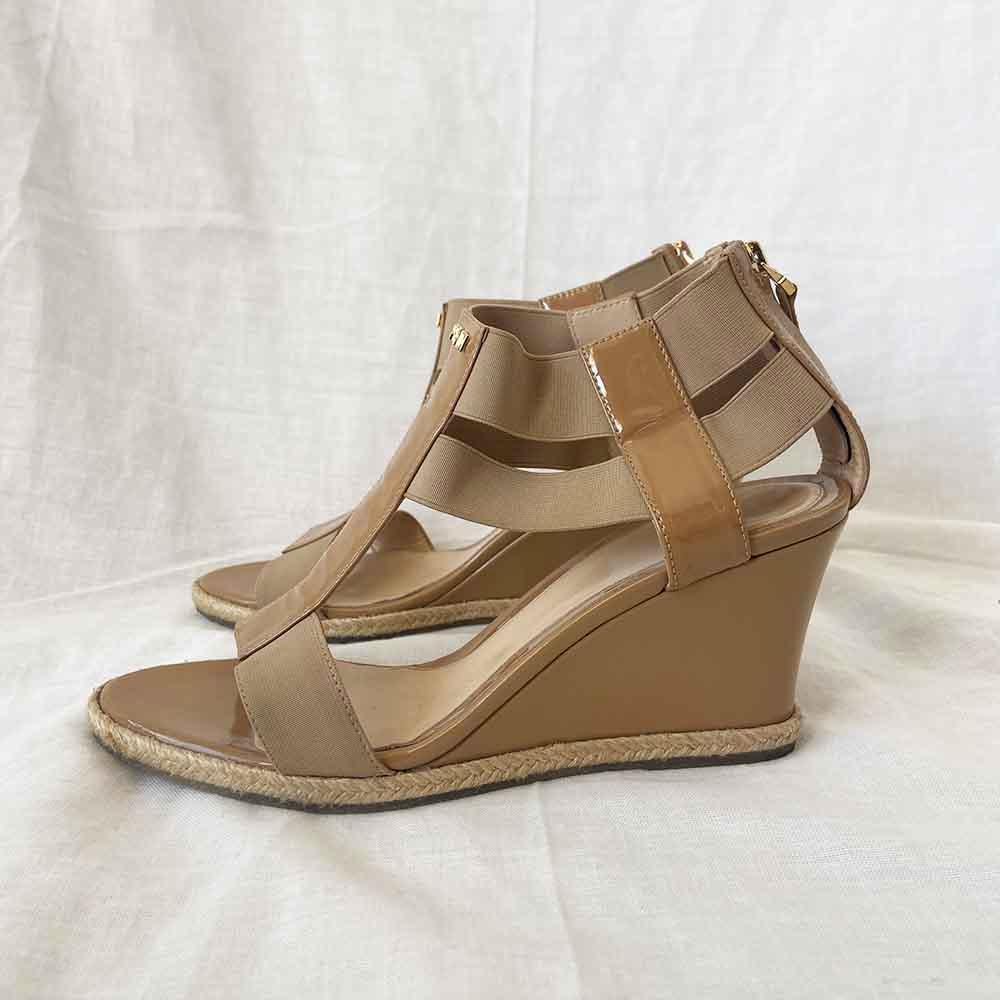 Fendi Nude Patent Leather Wedge Sandals, 37 - BOPF | Business of Preloved Fashion