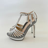 Fendi Silver Leather Cage Peep Toe Ankle Strap Sandals, 38 - BOPF | Business of Preloved Fashion