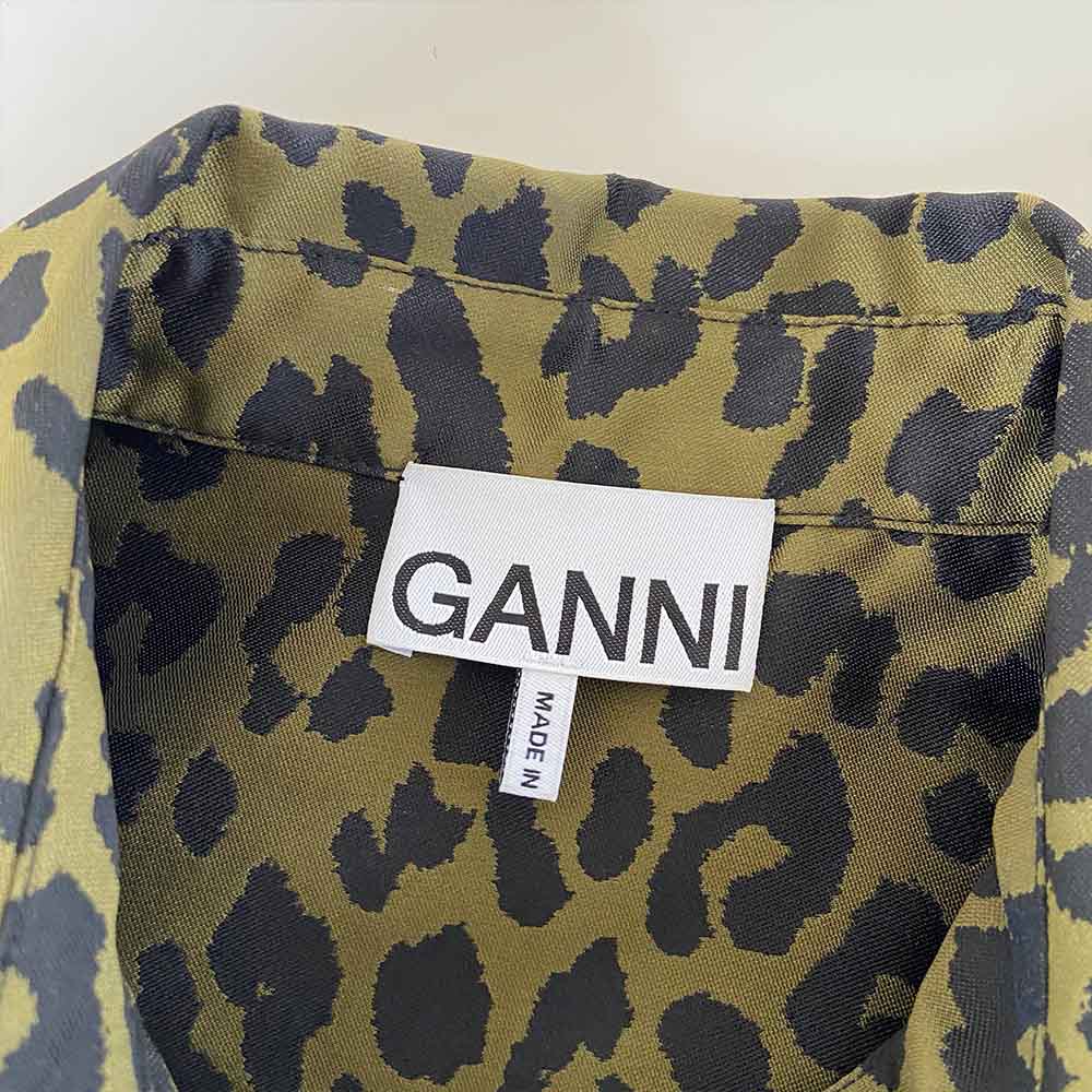 ganni green leopard dress Ganni Denim Dress