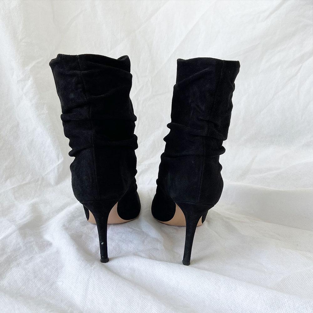 Gianvito Rossi black suede crunch ankle booties, 37 - BOPF | Business of Preloved Fashion