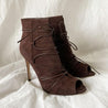 Gianvito Rossi Peep Toe Lace Up Suede Booties, 41 - BOPF | Business of Preloved Fashion