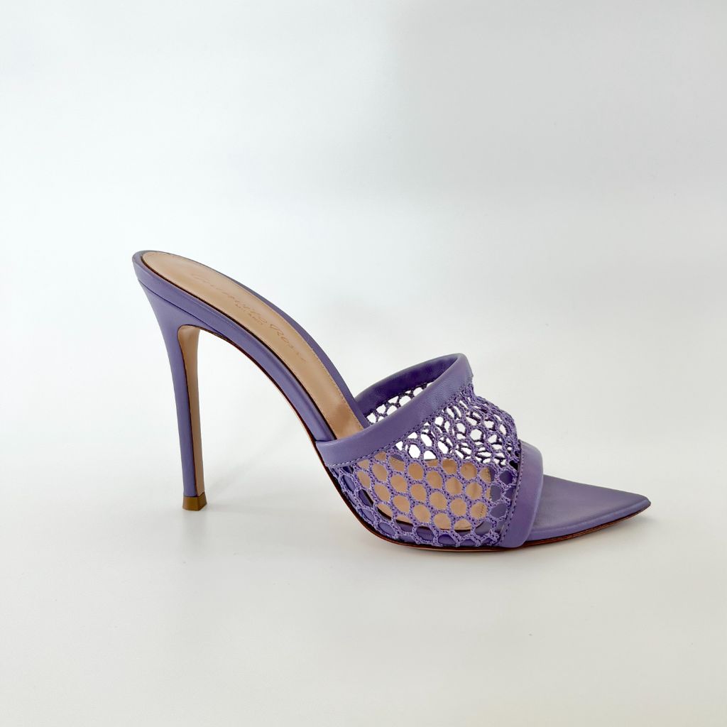Gianvito Rossi Purple 105 Mules in Fishnet Mesh, 37.5 - BOPF | Business of Preloved Fashion