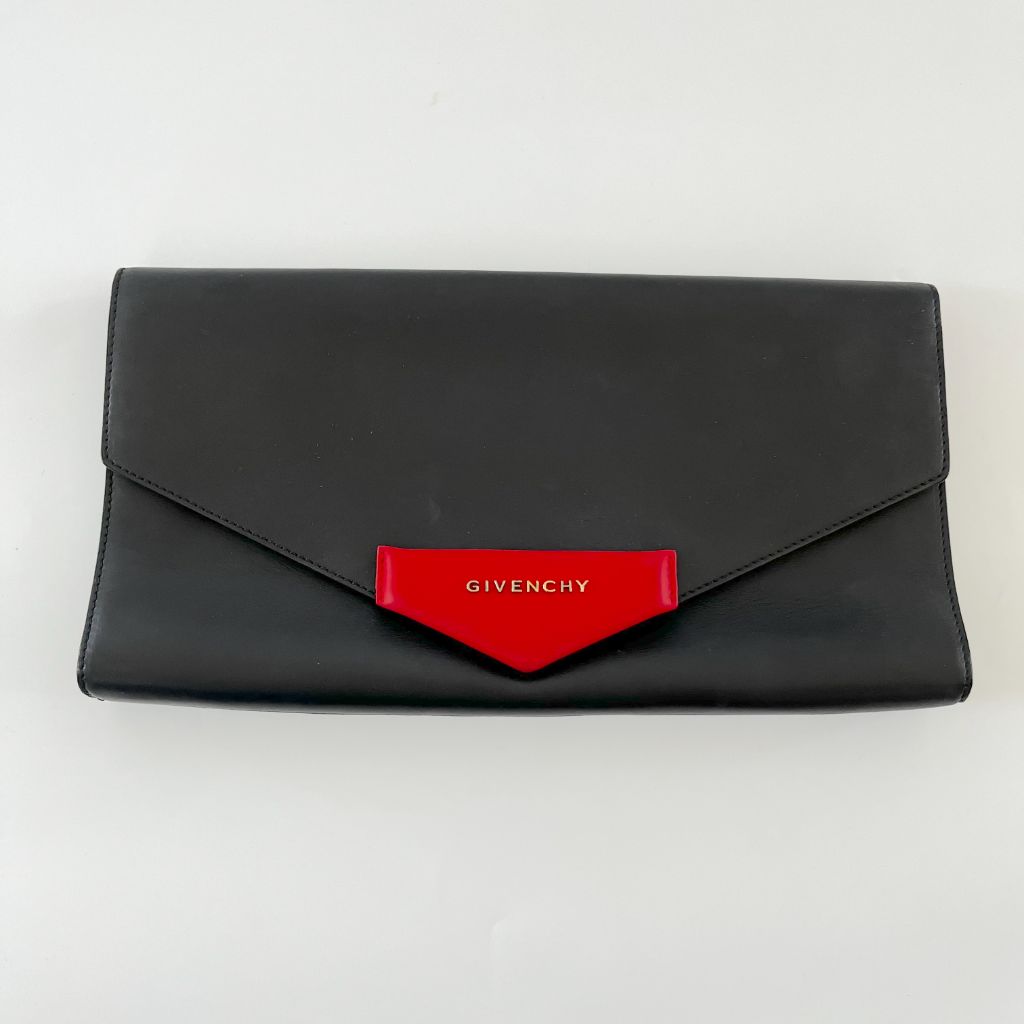 Givenchy black leather envelope flap clutch - BOPF | Business of Preloved Fashion