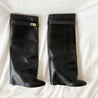 Givenchy Black Leather Shark Lock Wedge Knee High Boots, 37 - BOPF | Business of Preloved Fashion