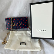 Gucci 1955 Horsebit Polka-Dot Leather Wallet on Chain - BOPF | Business of Preloved Fashion