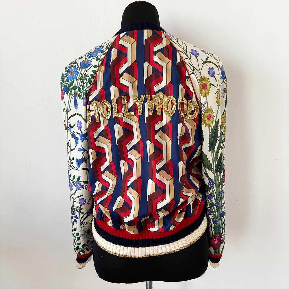 Gucci Appliqué Silk Twill Bomber Hollywood Jacket - BOPF | Business of Preloved Fashion