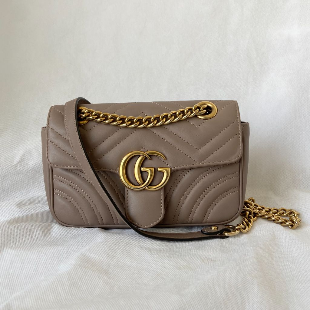 Gucci GG Marmont Shoulder Bag Diagonal Matelasse Small Black in Leather  with Gold-tone - US