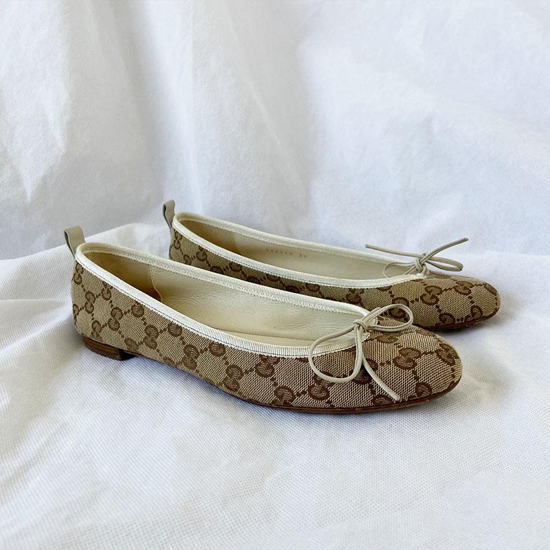 Gucci Beige Guccissima Canvas GG Logo Ballet Flats, 39 - BOPF | Business of Preloved Fashion